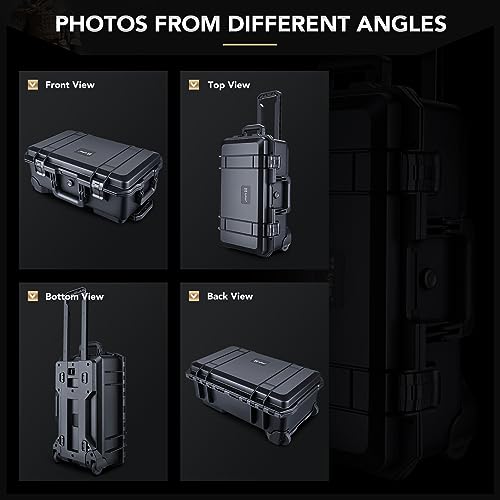 Lykus HC-5120 Hard Case with Wheels and Foam, Inner Size 18.98*10.24*6.3in - size: HC-5120