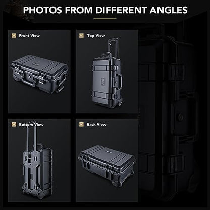 Lykus HC-5120 Hard Case with Wheels and Foam, Inner Size 18.98*10.24*6.3in - size: HC-5120