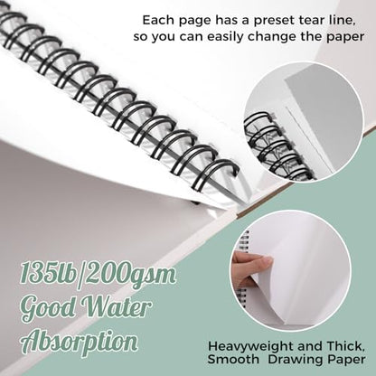 2 Pack Marker Paper Pad 7.6 × 10 in, Double-Sided, 200gsm Spiral - size: 7.6×10 Inch (2 pack)