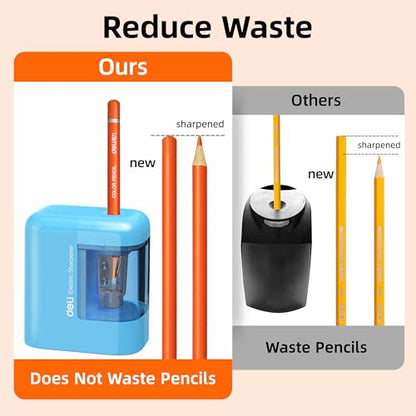 Deli Electric Pencil Sharpener, Battery Operated Portable Pencil Sharpener - color: Blue