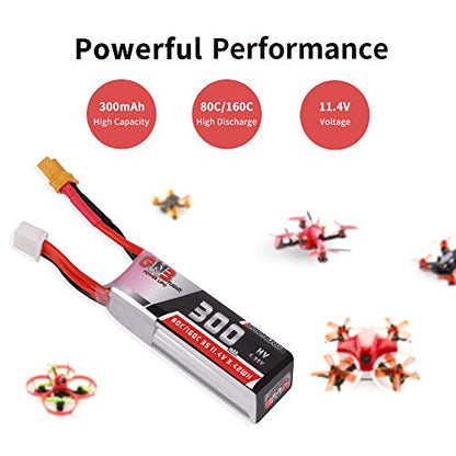 300mAh HV LiPo Battery 3S 80C/160C 11.4V XT30 Connector for Betafpv 75x
