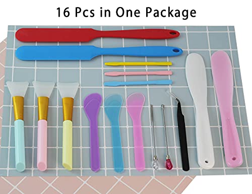 Silicone Stir Sticks Kit 16Pcs, Silicone Epoxy Brush, Silicone Stirring Tool, Mixing Spoon, Silicone Scraper DIY Crafts Tool for Resin Epoxy Liquid Paint