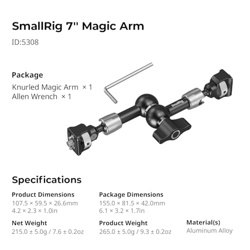 SMALLRIG 7'' Magic Arm with 1/4"-20 Screws & Spring-Loaded Pins - style: 1-Pack (Spring-Loaded Pins)