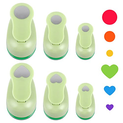 Circle Hole Punch Paper Punches for Crafting 3/8+5/8+1 Inch Circle Punches - style: 6 Diffrent Size Circle and Heart
