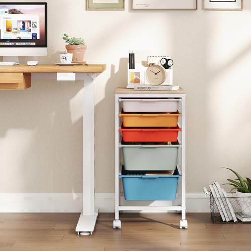 RELAX4LIFE 5-Drawer Rolling Storage Cart w/Lockable Wheels(Macaron) - color: Macaron, size: 25”H