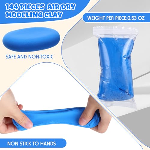 Winnerwhy 144 Pcs Total 76oz Air Dry Clay Soft Non-Toxic, Blue - color: Blue