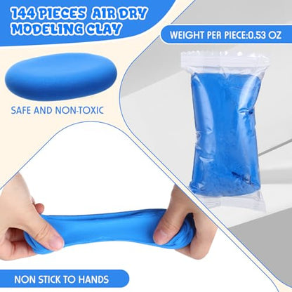 Winnerwhy 144 Pcs Total 76oz Air Dry Clay Soft Non-Toxic, Blue - color: Blue