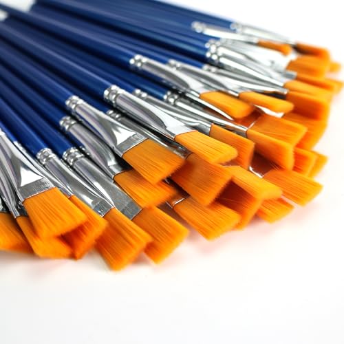 GACDR 1/2 Inch Flat Paint Brush Set, 40 Bulk Acrylic Paint Brushes - size: 0.5 inch 40 pieces