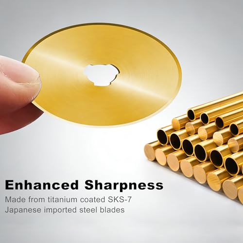 60mm Titanium Rotary Cutter Blades 10 Pack Replacement Rotary Blades for Arts Crafts Quilting Scrapbooking Sewing I Enhanced Sharpness - size: 60mm