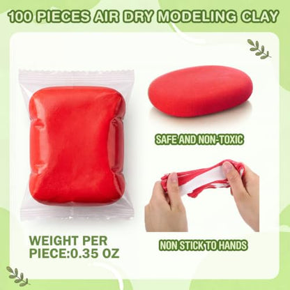Air Dry Clay Bulk, Modeling Clay for Kids, 100 Pcs, Red - color: Red