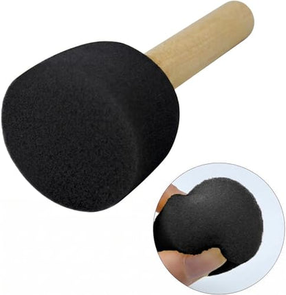 WAFJAMF 60 Pcs Round Sponges Brush Set 4 Sizes DIY Painting Tools Black - color: Black