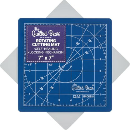 The Quilted Bear 7" x 7" Rotating Self-Healing Cutting Mat, Blue - color: Blue, size: 7"L x 7"W