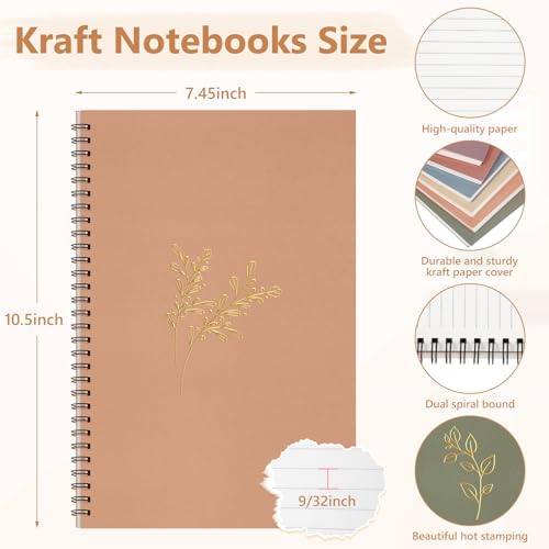 Fuutreo 6 Pack Spiral Notebook 10.5x7.45 Notebook,Aesthetic,Hot Stamping - color: Aesthetic