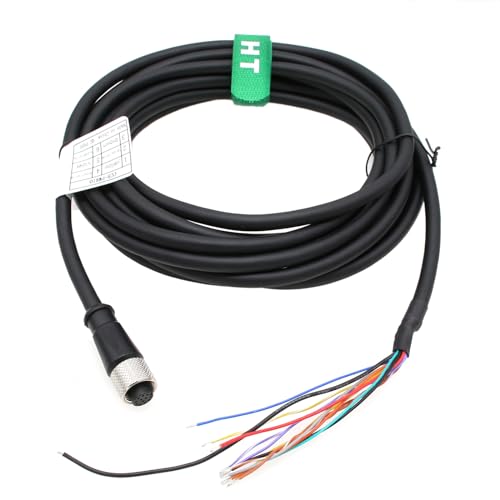 Power IO Cable for Cognex in-Sight 7000 360 Sick Banner Keyence IV3 Machine Vision Sensor Reader, M12 A-Code 12 Pin Female to Flying Lead 20m - color: Straight, size: 20m