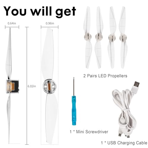 Mini 4/3 Propellers LED Lights Replacement Prop Blades Low Noise Accessories for DJI Mini 3/4 Fly More Combo Plus Drone (2 Pairs)