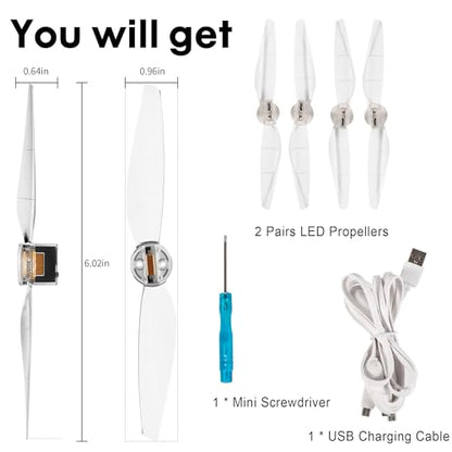 Mini 4/3 Propellers LED Lights Replacement Prop Blades Low Noise Accessories for DJI Mini 3/4 Fly More Combo Plus Drone (2 Pairs)