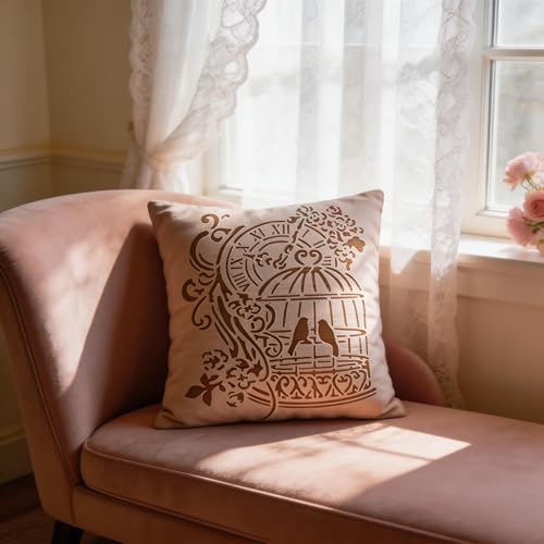 TIAMECH A4 Reusable Vintage Birdcage Clock Stencil for Painting - style: Birdcage Clock