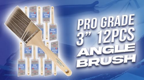 Pro Grade - Paint Brushes - 12Ea 3" Angle Brushes (Pack of 3) - size: 12Ea 3A (Pack of 3)
