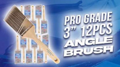 Pro Grade - Paint Brushes - 12Ea 3" Angle Brushes (Pack of 3) - size: 12Ea 3A (Pack of 3)