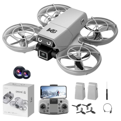 Drone with HD Camera Indoor Mini RC Quadcopter Drones for Adults, Grey - color: Grey + 2 batteries