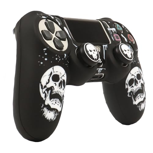RALAN Skull HeadDesign Controller Skin Cover with 2 Thumb Grips Compatible with PS4/Playstation 4 Slim/Pro Controller - color: Skull Black White
