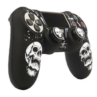 RALAN Skull HeadDesign Controller Skin Cover with 2 Thumb Grips Compatible with PS4/Playstation 4 Slim/Pro Controller - color: Skull Black White