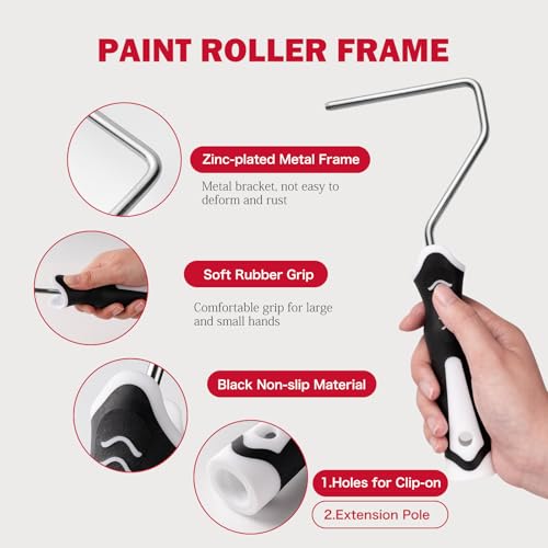 Mister Rui 4 Inch Foam Paint Roller Kit with Tray, Liners & Brush