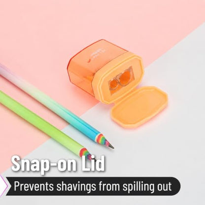 Mr. Pen- Manual Pencil Sharpener, 4 Pack, Colorful, Dual Holes - color: Candy Bloom, size: 4 Pack