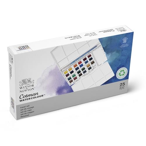 Winsor & Newton Cotman Watercolor Paint Set, 24 Half Pan Painting Plus Set - style: 24 Half Pan Studio Set
