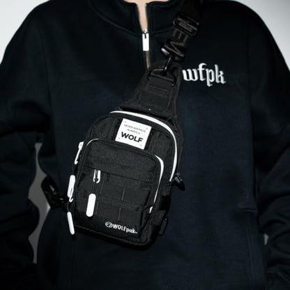 WOLFpak 4L Mini Tactical Sling Bag Crossbody - color: Alpha Black White Accents