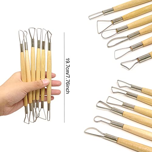 "Honbay 6-Piece Wooden Handle Double Ended Modeling Tools Sculpting Tools for Clay, Fondant, Cake, Ceramic, Dough, Plasticine, Plaster, Wax, etc"