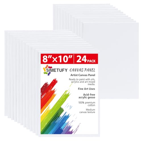 Simetufy 8x10 inch 24 Pcs Canvas Boards for Painting Flat Canvas Panels - size: 8"x10"