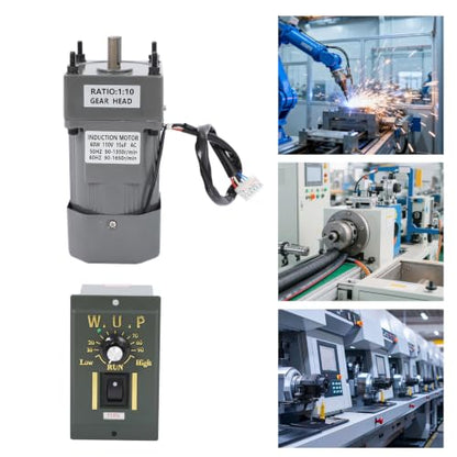0-135RPM 60W 10K Variable Speed AC Gear Reduction Motor with Controller - color: 60W 10K