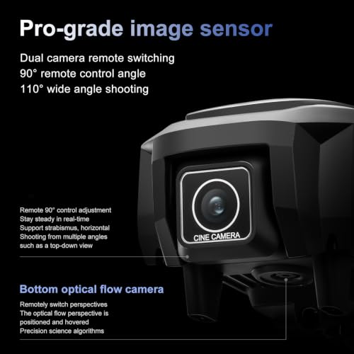Long Flight FPV Drone with Screen Remote Control, Foldable Dual Camera RC Quadcopter with Electric Adjustable Lens, Optical Flow Hover, Intelligent Obstacle Avoidance, 50X Zoom, Gesture & Face Capture, 2 Batteries Drone for Beginners Adults