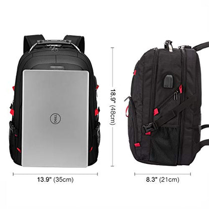 LOVEVOOK Large Laptop Backpack for Men,17.3Inch Heavy Duty Travel Backpack - color: Black, size: 17 inch