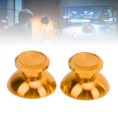 Pomya Thumbsticks for Controller, 2Pcs Metal Thumb Grip Replacement for Handheld Game Console, Aluminum Alloy Analog Thumb Sticks Accessories (Yellow) - color: Yellow