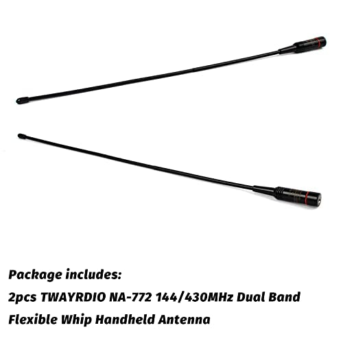 TWAYRDIO 2Pack Dual Band Whip Antenna SMA Male for Yaesu Vertex TYT Icom HT