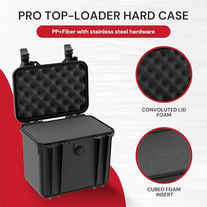 REFLEX CAMERA Hard Waterproof Top Loader IP67 Storage/Carry Case for Cameras, Lenses, Tools & Drones, Custom fit Foam & Security Lockable. 10.4" x 6.7" x 8.4" Dust & Impact Resistant