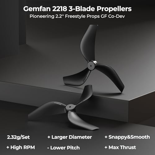 BETAFPV 12pcs Gemfan 2218 3-Blade Propeller with 1.5mm Shaft - Black