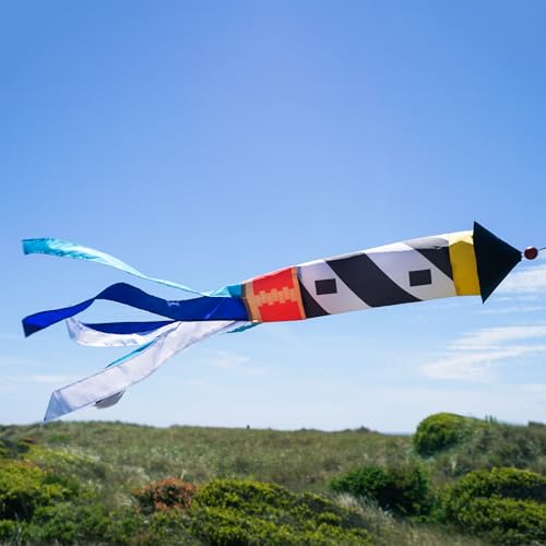 In the Breeze 4665 — 3D Lighthouse Windsock — Hanging Outdoor Beach Decoration for Yards, Gardens - style: Lighthouse