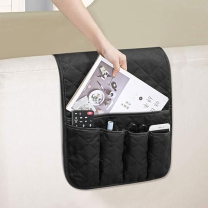 Armchair Caddy for Recliner, Non Slip Sofa Arm Organizer, Black - color: BLACK