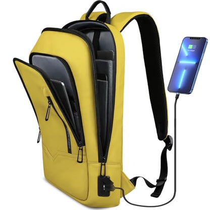 hk Backpack for Men Business Slim Laptop Bag - color: Lemon Yellow, size: 15.6 Inch