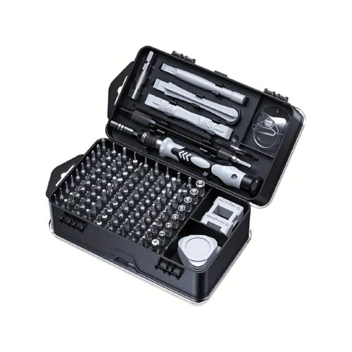 115-in-1 Precision Screwdriver Sets, Professional Repair Tool Kit with Flat Head & Multiple Bits for Electronics, Phone, Watch, Automotive Maintenance - Magnetic, Non-Slip Handle & Tweezers(Grey)