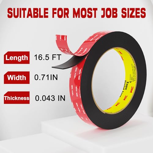 tapify Double Sided Tape Heavy Duty 0.71 x 16.5FT - size: 0.71IN x 16.5FT