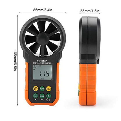 PM6252A Digital Anemometer,Portable High Exactness Handheld Wind Speed Meter Air Volume Measuring Meter for Weather Data Collection and Windsurfing Kite Flying Sailing