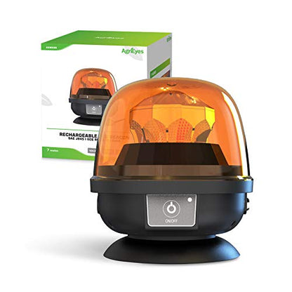 Agrieyes W08 Wierless Amber LED Beacon Lights, Magnetic Base Strobe Lights - color: Round Amber