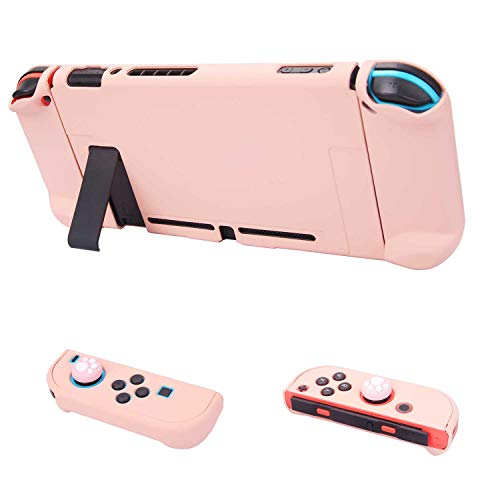 Dockable Case for Nintendo Switch - COMCOOL 3 in 1 Protective Cover Case for Nintendo Switch and Joy-Con Controller with Screen Protector and Thumb grips - Pink - color: Pink