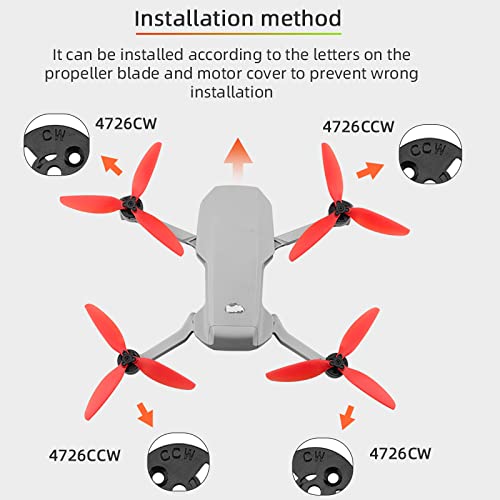 BTG Quick Release Three-Blade Propellers Blades Compatible with DJI Mavic Mini/Mini 2 / Mini 4K Drone (Red)