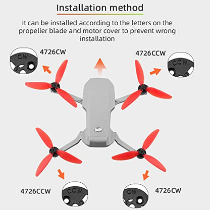 BTG Quick Release Three-Blade Propellers Blades Compatible with DJI Mavic Mini/Mini 2 / Mini 4K Drone (Red)