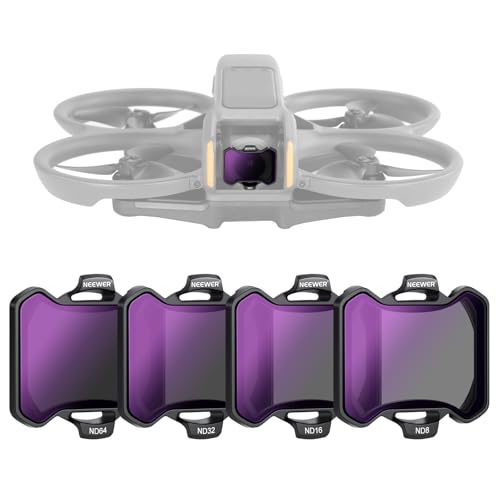 NEEWER 4 Pack Neutral Density Filters Set Compatible with DJI Avata 2, Neutral Density Filters ND8/ND16/ND32/ND64 Drone Accessories, Double Sided Coated HD Glass, No Interference with Lens Cover - size: Avata2, style: 4 Pack ND Filter